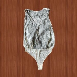 Free People Cream Boho Tie-Front Bodysuit - Size XS